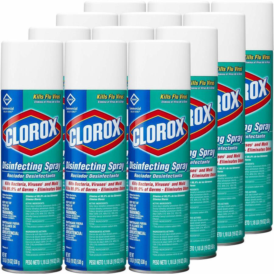 Clorox Commercial Solutions Disinfecting Aerosol Spray - 19 fl oz (0.6 quart) - Fresh Scent - 12 / Carton - Pleasant Scent, Disinfectant. Picture 12