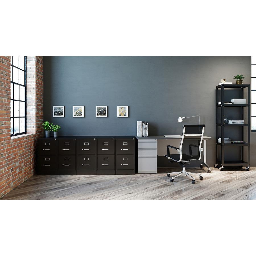 Lorell Fortress Series 25" Commercial-Grade Vertical File Cabinet - 15" x 25" x 28.4" - 2 x Drawer(s) for File - Letter - Vertical - Security Lock, Ball-bearing Suspension, Heavy Duty - Black - Steel . Picture 8