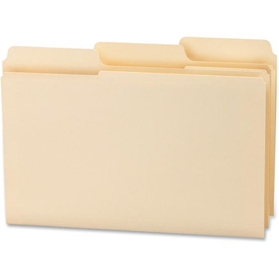 Smead SuperTab 1/3 Tab Cut Legal Recycled Top Tab File Folder - 8 1/2" x 14" - 3/4" Expansion - Top Tab Location - Assorted Position Tab Position - Manila - Manila - 10% Recycled - 100 / Box. Picture 2