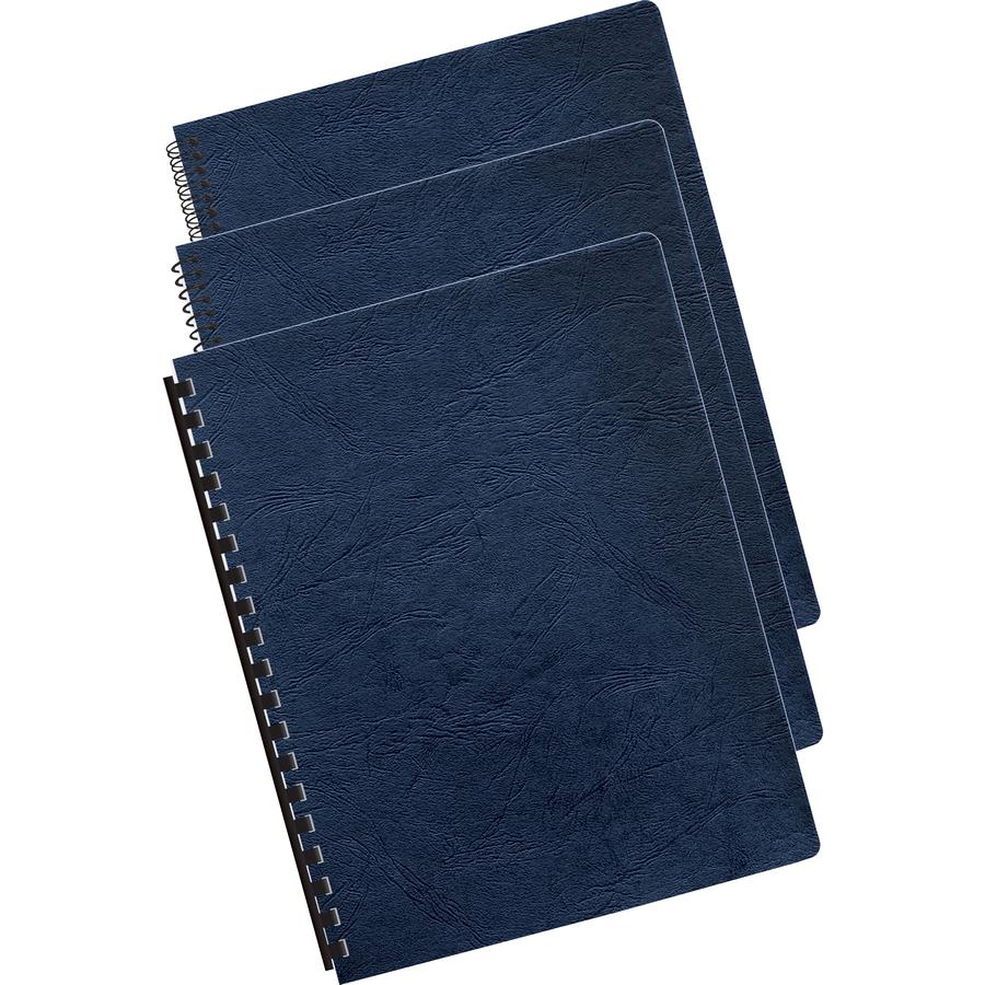 Fellowes Executive Presentation Covers - 11.3" Height x 8.8" Width x 0.1" Depth - 8 3/4" x 11 1/4" Sheet - Rectangular - Navy - Vinyl - 50 / Pack. Picture 2