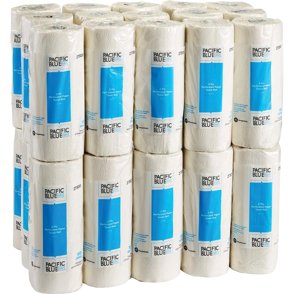 Pacific Blue Select Paper Towel Rolls by GP Pro - 2 Ply - 11" x 8.80" - 100 Sheets/Roll - 4.80" Roll Diameter - 1.63" Core - White - Paper - 30 Rolls Per Carton - 1 Carton. Picture 3