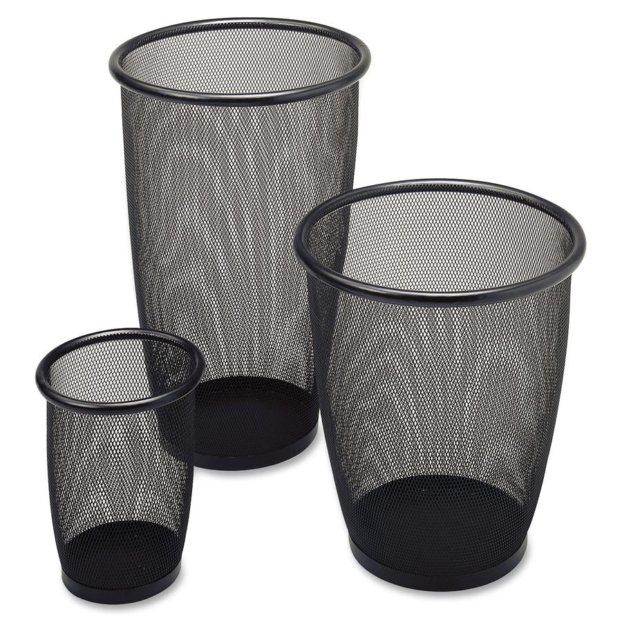 Safco Round Mesh Wastebaskets - 5 gal Capacity - Round - 13" Opening Diameter - 14.5" Height - Steel - Black - 1 Each. Picture 2
