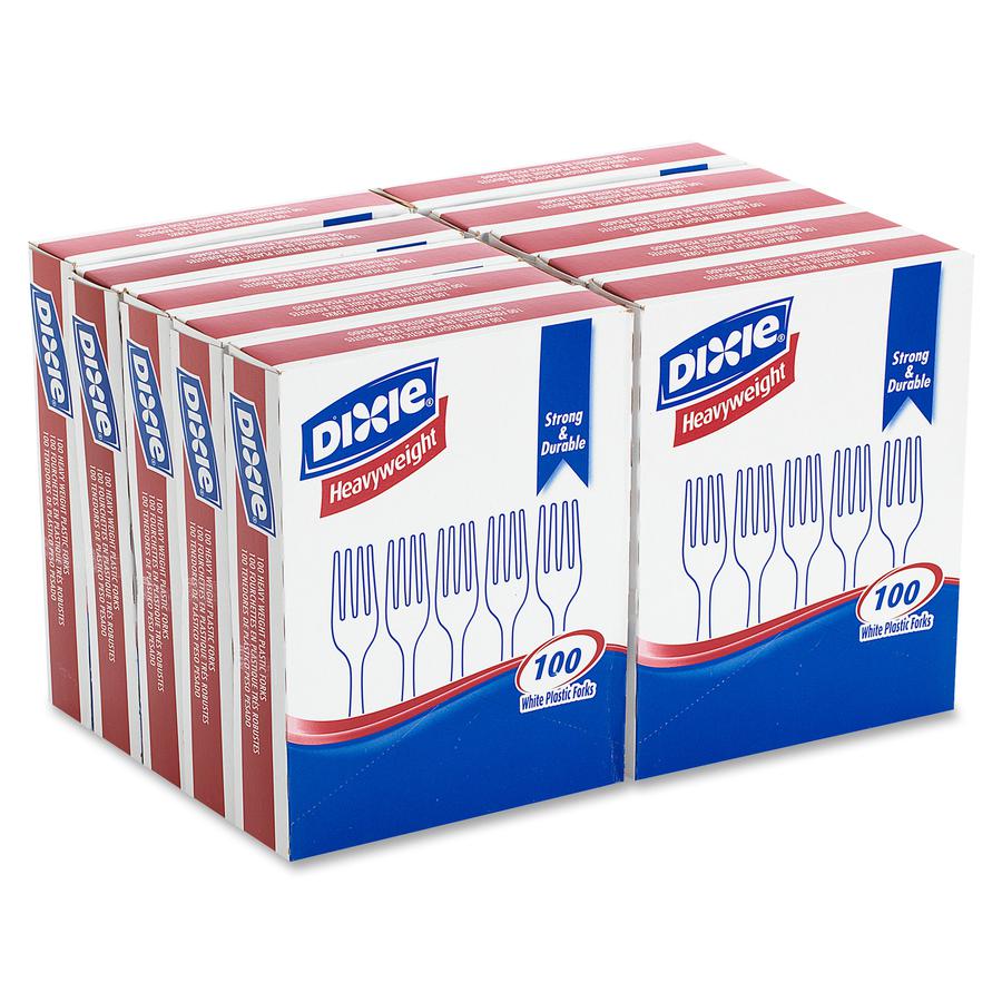 Dixie Heavyweight Disposable Forks Grab-N-Go by GP Pro - 100/Box - Fork - 100 x Fork - Polystyrene - White. Picture 6