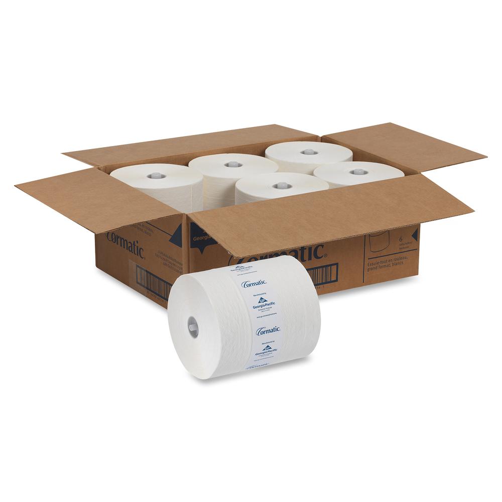 Cormatic Paper Towel Rolls - 1 Ply - 900 Sheets/Roll - White - Absorbent, Durable, Soft - For Office Building, Healthcare, Food Service - 6 / Carton. Picture 8