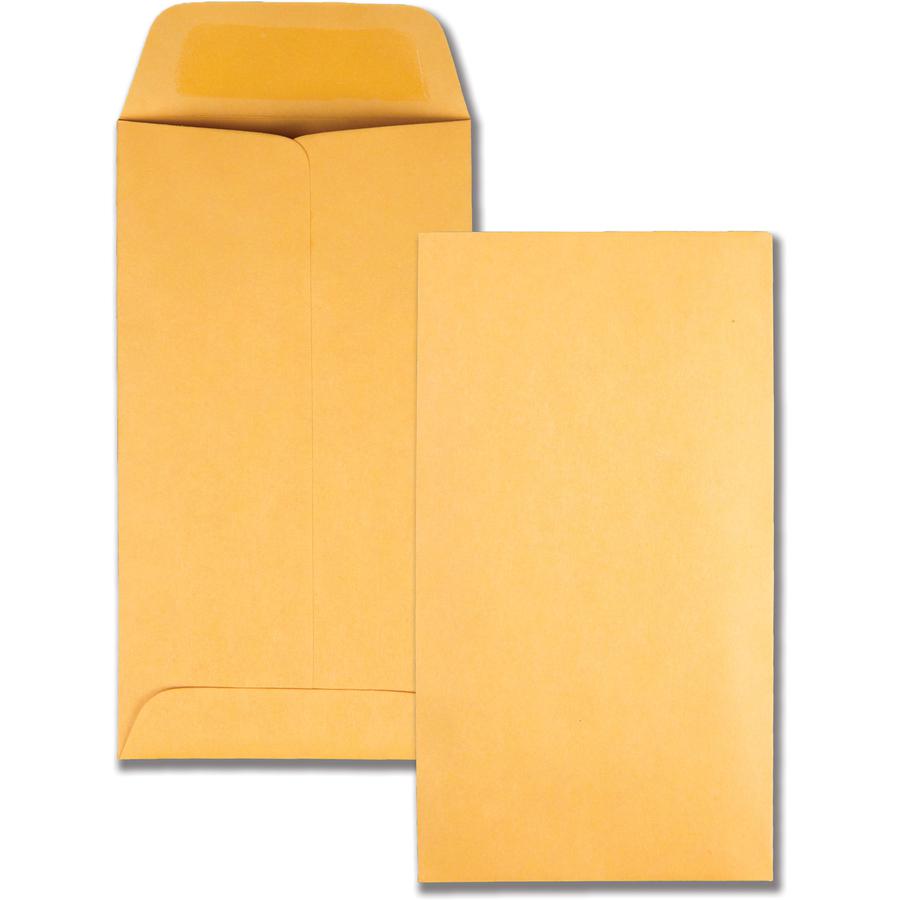 Quality Park No. 7 Coin and Small Parts Envelopes with Gummed Flap - Coin - #7 - 3 1/2" Width x 6 1/2" Length - 28 lb - Gummed - Kraft - 500 / Box - Brown Kraft. Picture 4