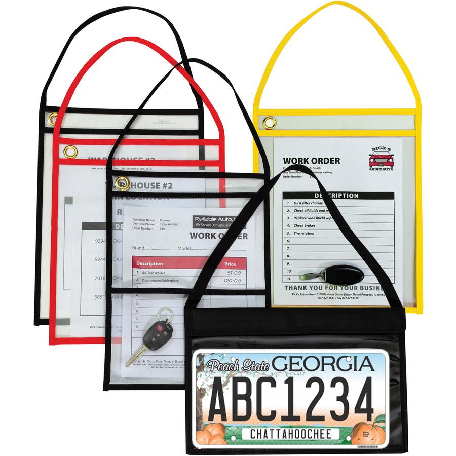 C-Line Shop Ticket Holders With Hanging Straps, Stitched - Black, Both Sides Clear, 9 X 12, 15/BX, 41922. Picture 5