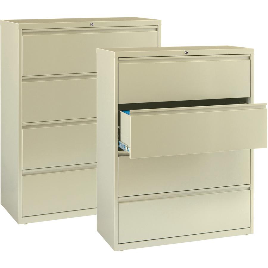 Lorell Fortress Series Lateral File - 42" x 18.6" x 52.5" - 4 x Drawer(s) for File - Legal, Letter, A4 - Lateral - Rust Proof, Leveling Glide, Interlocking, Ball-bearing Suspension, Label Holder - Put. Picture 4