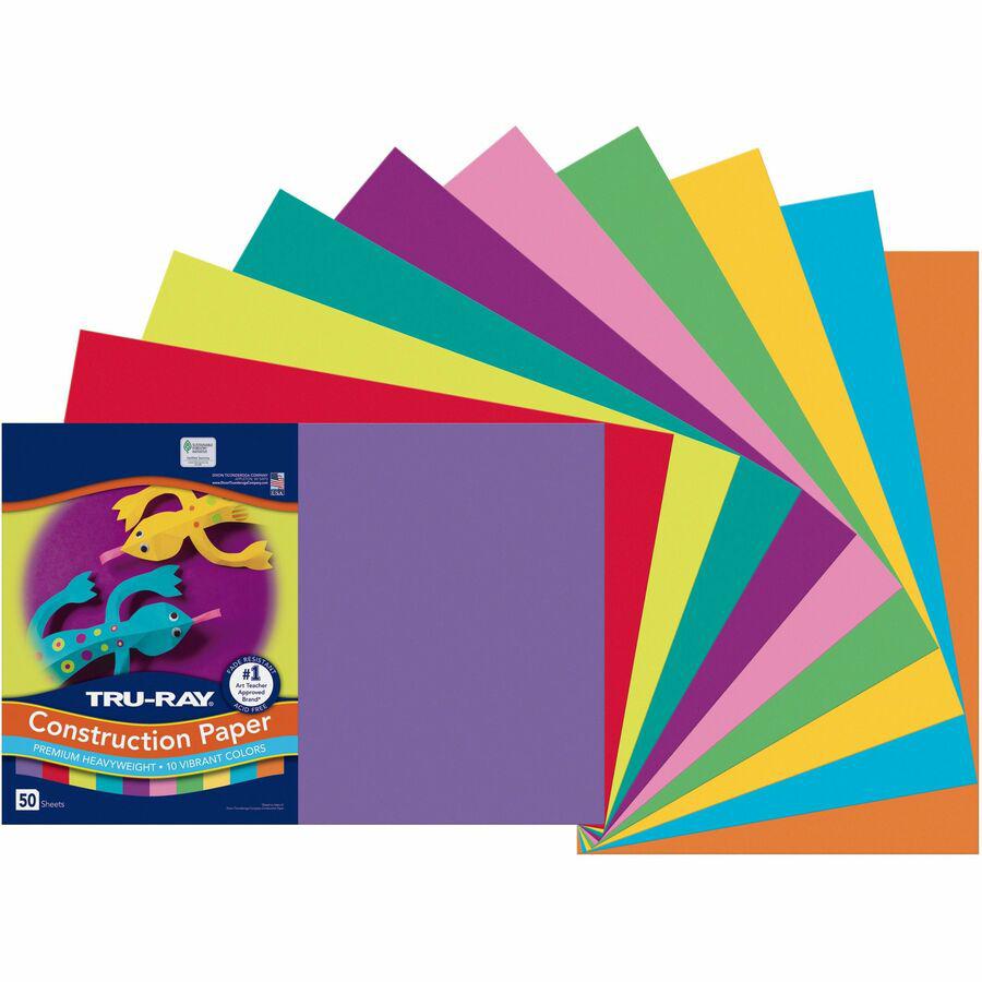 Tru-Ray Construction Paper - 18"Width x 12"Length - 50 / Pack - Assorted. Picture 3