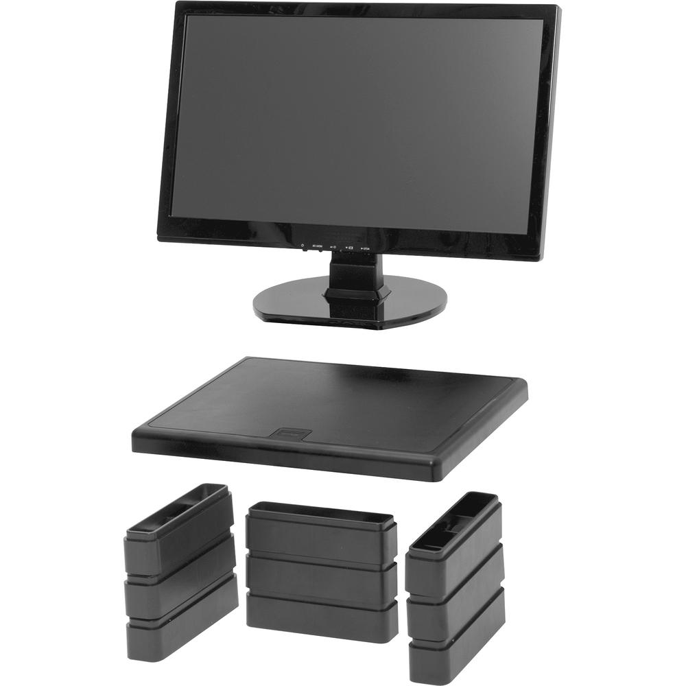 DAC Height Adjustable LCD/TFT Monitor Riser - 66 lb Load Capacity - Flat Panel Display Type Supported - 4.8" Height x 13" Width x 10.5" Depth - Black. Picture 2