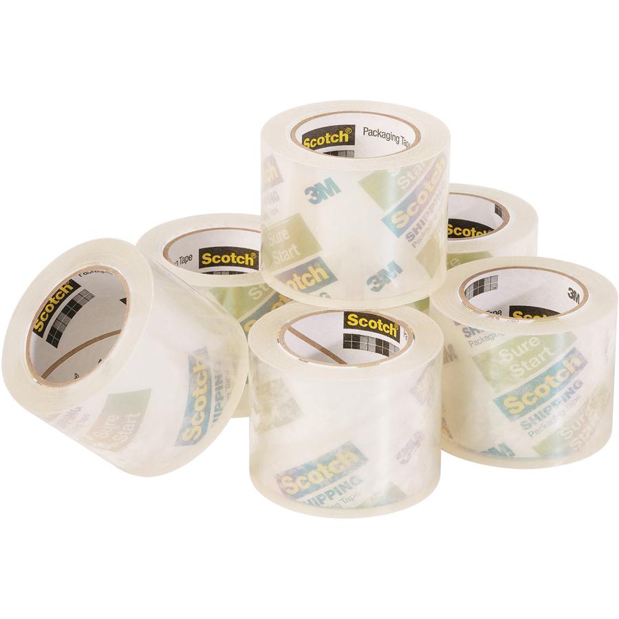 Scotch Sure Start Packaging Tape - 22.20 yd Length x 1.88" Width - 2.6 mil Thickness - 1.50" Core - Synthetic Rubber Resin - 6 / Pack - Clear. Picture 4