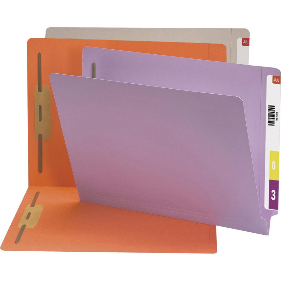 Smead Straight Tab Cut Letter Recycled Fastener Folder - 8 1/2" x 11" - 2 x 2B Fastener(s) - 2" Fastener Capacity - Lavender - 10% Recycled - 50 / Box. Picture 4