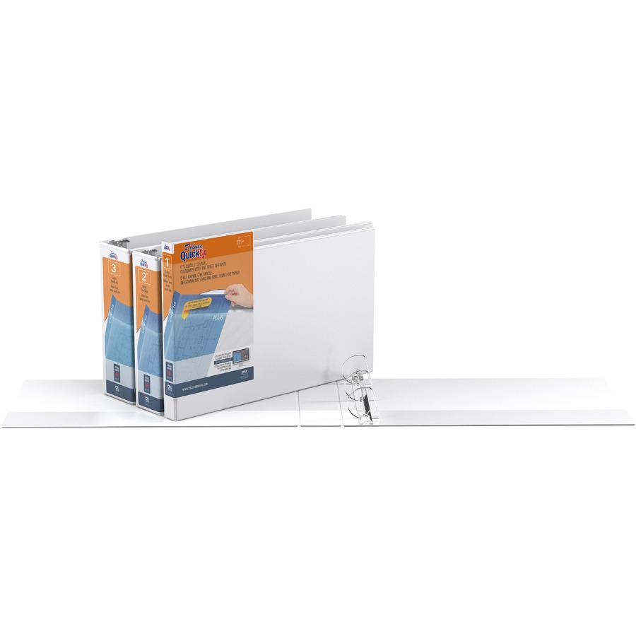 QuickFit D-ring Ledger Binder - 2" Binder Capacity - Ledger - 11" x 17" Sheet Size - D-Ring Fastener(s) - 1 Internal Pocket(s) - White - Recycled - Label Holder, Clear Overlay, Heavy Duty - 1 Each. Picture 5