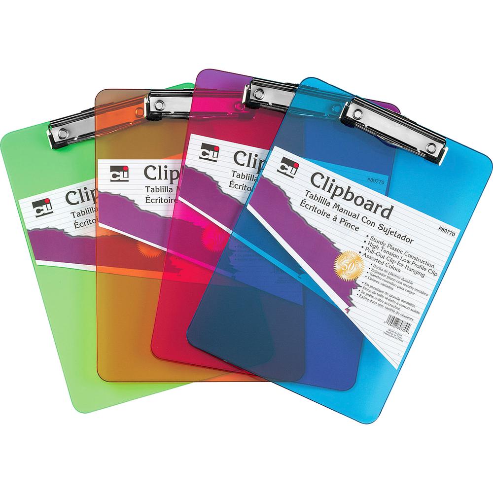 CLI Rubber Grip Plastic Clipboards - 8 1/2" x 11" - Plastic - Neon Blue - 1 Each. Picture 2