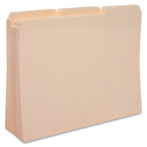 Business Source 1/3 Tab Cut Letter Recycled Top Tab File Folder - 8 1/2" x 11" - 3/4" Expansion - Top Tab Location - Assorted Position Tab Position - Manila - 10% Recycled - 100 / Box. Picture 2