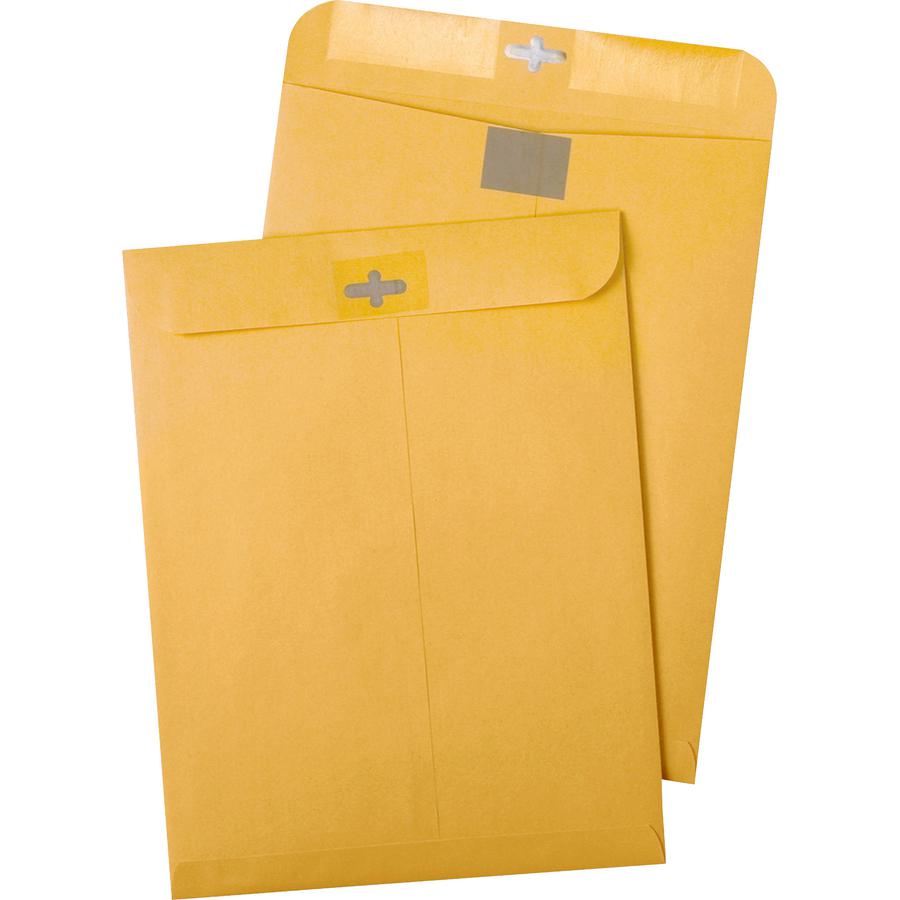 Quality Park 9 x 12 Postage Saving ClearClasp Envelopes with Reusable Redi-Tac Closure - 9" Width x 12" Length - 28 lb - Clasp - 100 / Box - Kraft. Picture 2