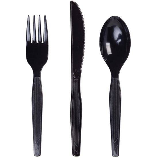 Dixie Medium-Weight Disposable Plastic Forks by GP Pro - 1000/Carton - Polystyrene - Black. Picture 2