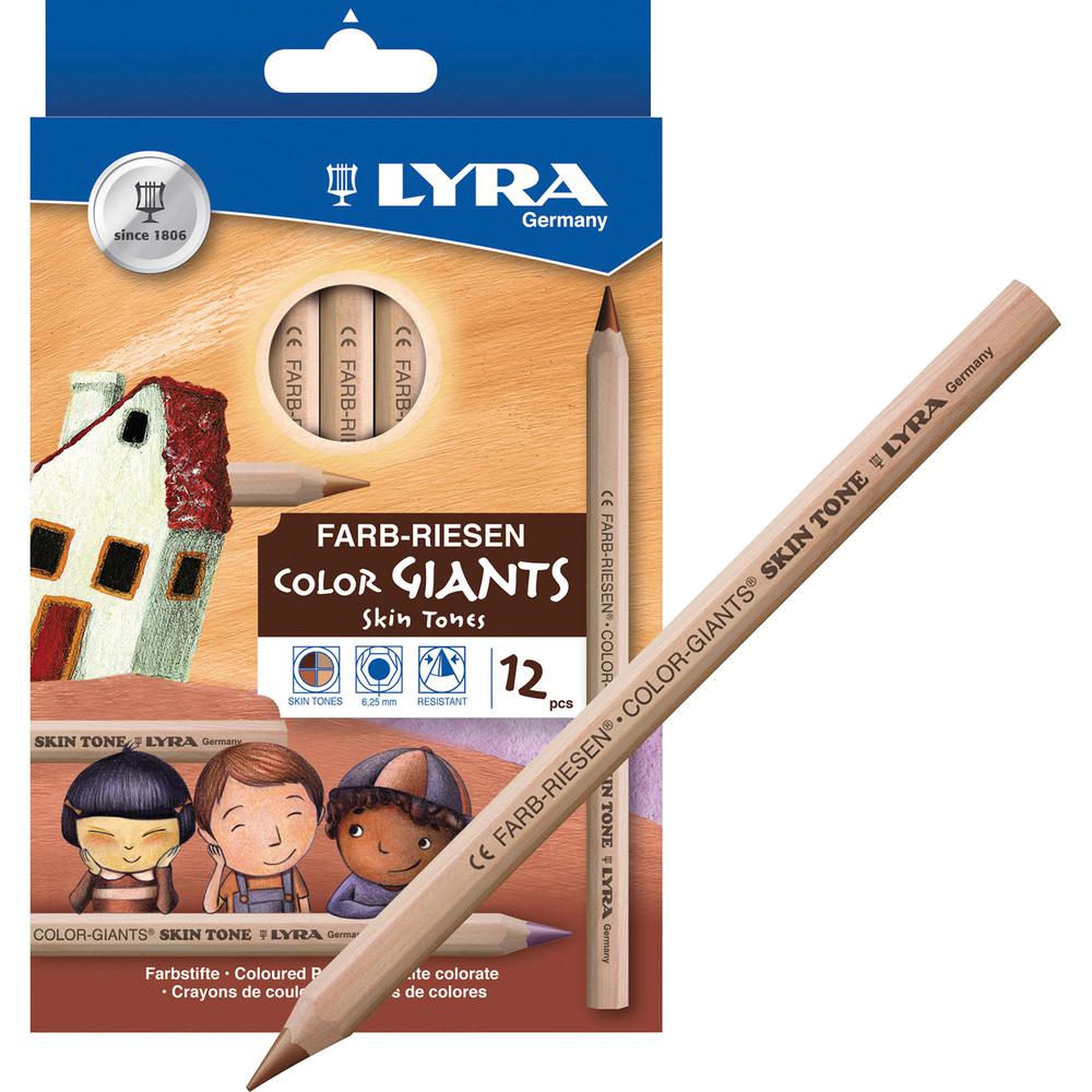 Lyra Color-Giants Skin Tone Colored Pencils - 6.3 mm Lead Diameter - Assorted Lead - 12 / Pack. Picture 4
