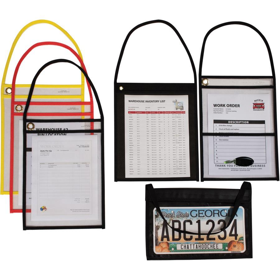 C-Line Two Pocket Shop Ticket Holders with Hanging Straps, Stitched - Both Sides Clear, 9 x 12, 15/BX, 38912. Picture 4