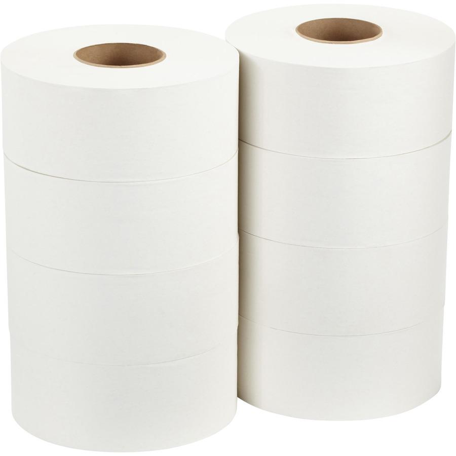 Pacific Blue Basic Jumbo Jr. High-Capacity Toilet Paper - 2 Ply - 3.50" x 1000 ft - White - Fiber - 8 / Carton. Picture 4