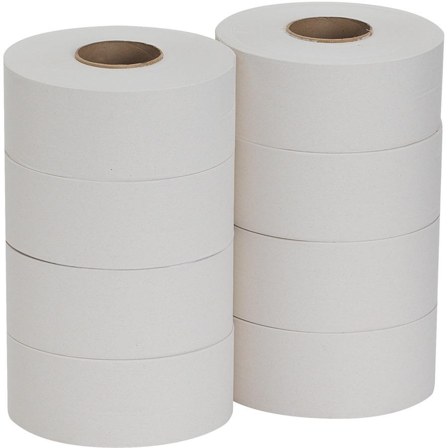 Pacific Blue Basic Jumbo Jr. High-Capacity Toilet Paper - 1 Ply - 3.50" x 2000 ft - 3.30" Roll Diameter - White - 8 / Carton. Picture 2