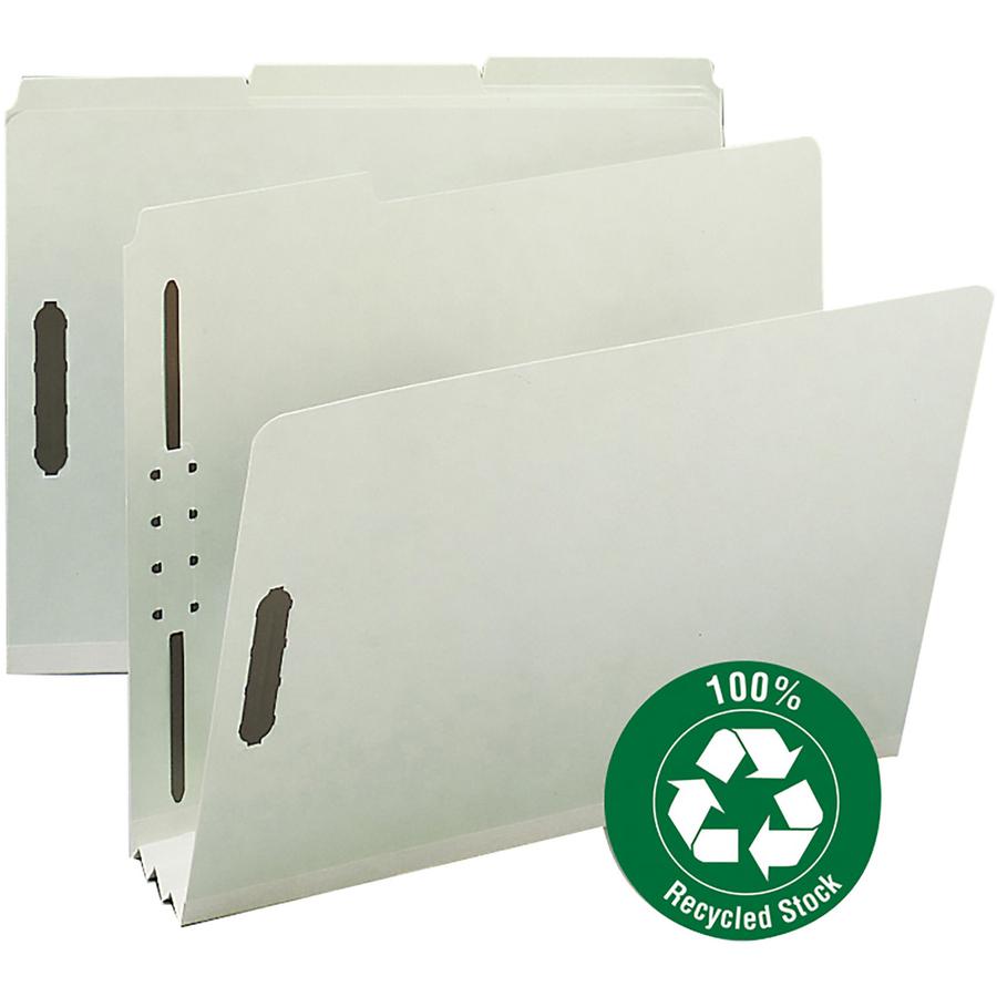 Smead 15005 1/3 Tab Cut Letter Recycled Fastener Folder - 8 1/2" x 11" - 3" Expansion - 2 x 2K Fastener(s) - 2" Fastener Capacity for Folder - Top Tab Location - Assorted Position Tab Position - Press. Picture 2
