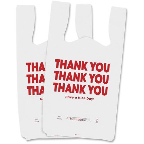 COSCO Thank You Plastic Bags - 11" Width x 22" Length - 0.55 mil (14 Micron) Thickness - High Density - White - Plastic - 250/Box. Picture 2
