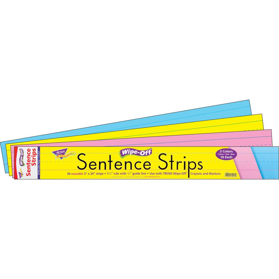 Trend 24" Multicolor Wipe-Off Sentence Strips - Theme/Subject: Learning - Skill Learning: Writing, Spelling, Word, Stories - 1 / Pack. Picture 3