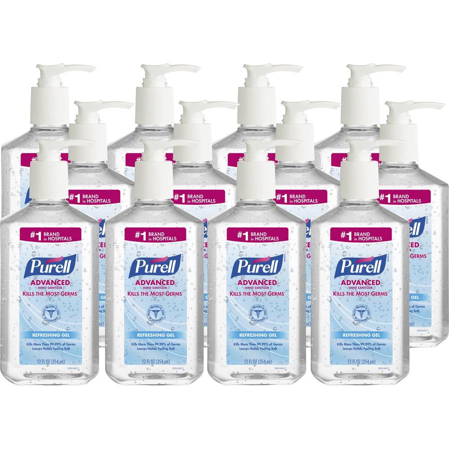 PURELL&reg; Hand Sanitizer Gel - Clean Scent - 12 fl oz (354.9 mL) - Pump Bottle Dispenser - Multipurpose - Moisturizing - Clear - Triclosan-free, Paraben-free, Phthalate-free - 12 / Carton. Picture 5