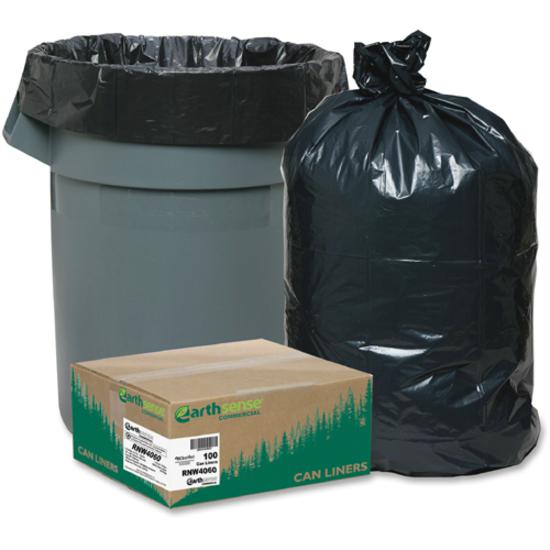 Berry Reclaim Heavy-Duty Recycled Can Liners - Medium Size - 33 gal Capacity - 33" Width x 39" Length - 1.65 mil (42 Micron) Thickness - Black - Plastic - 100/Carton - Can - Recycled. Picture 2