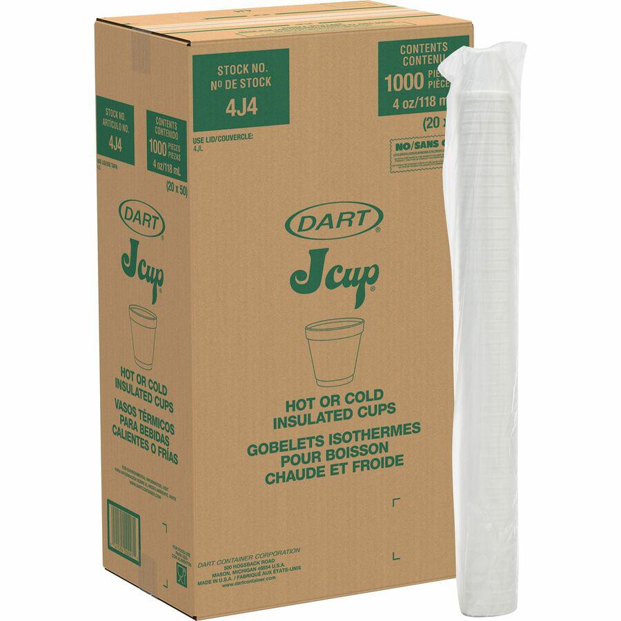Dart 4 oz Insulated Foam Cups - 20 / Pack - Round - 50 / Carton - White - Foam - Coffee, Cappuccino, Tea, Hot Chocolate, Hot Cider, Juice, Soft Drink, Soda, Juice, Smoothie. Picture 7