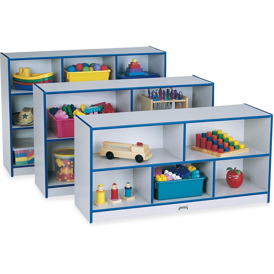 Jonti-Craft Rainbow Accents Low Open Single Storage Shelf - 29.5" Height x 48" Width x 15" Depth - Laminated, Durable - Teal - Rubber - 1 Each. Picture 4