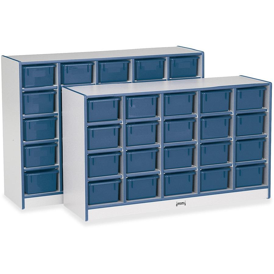 Jonti-Craft Rainbow Accents Cubbie-trays Storage Unit - 25 Compartment(s) - 35.5" Height x 48" Width x 15" Depth - Laminated - Navy - Rubber - 1 Each. Picture 3