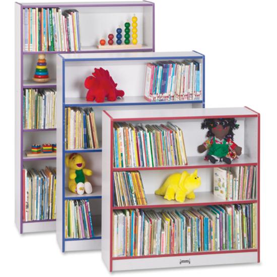 Jonti-Craft Rainbow Accents 48" Bookcase - 48" Height x 36.5" Width x 11.5" Depth - Laminated, Rounded Corner, Chip Resistant, Adjustable Shelf - Red - 1 Each. Picture 3