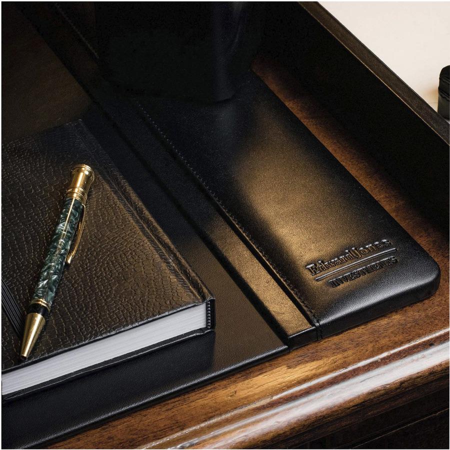 Dacasso 38 x 24 Desk Pad - Black Leather - Rectangle - 38" Width x 24" Depth - Felt Black Backing - Top Grain Leather - Black. Picture 4