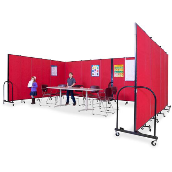 Screenflex Portable Room Dividers - 72" Height x 24.1 ft Length - Black Metal Frame - Polyester - Stone - 1 Each. Picture 11