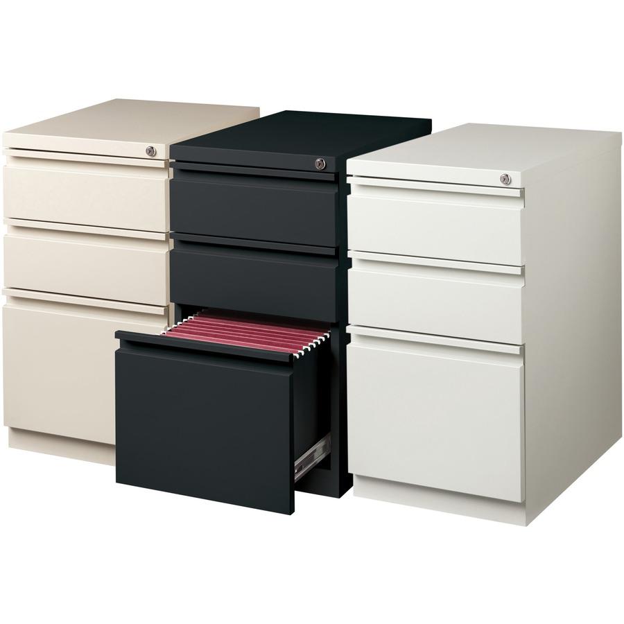 Lorell 20" Box/Box/File Mobile File Cabinet with Full-Width Pull - 15" x 20" x 27.8" - Letter - Ball-bearing Suspension, Security Lock, Recessed Handle - Putty - Steel - Recycled. Picture 11