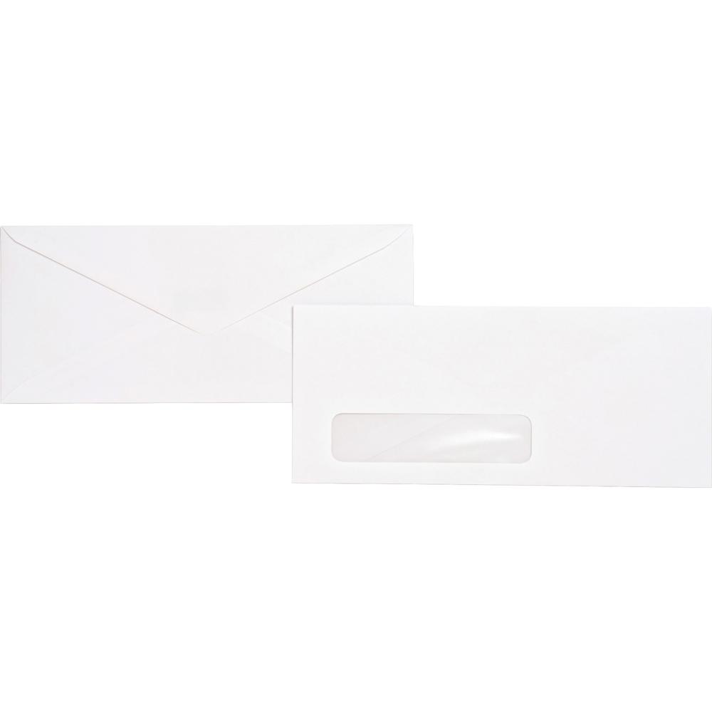 Business Source No. 10 Diagonal Seam Window Envelopes - Single Window - #10 - 4 1/8" Width x 9 1/2" Length - 24 lb - Gummed - Wove - 500 / Box - White. Picture 4