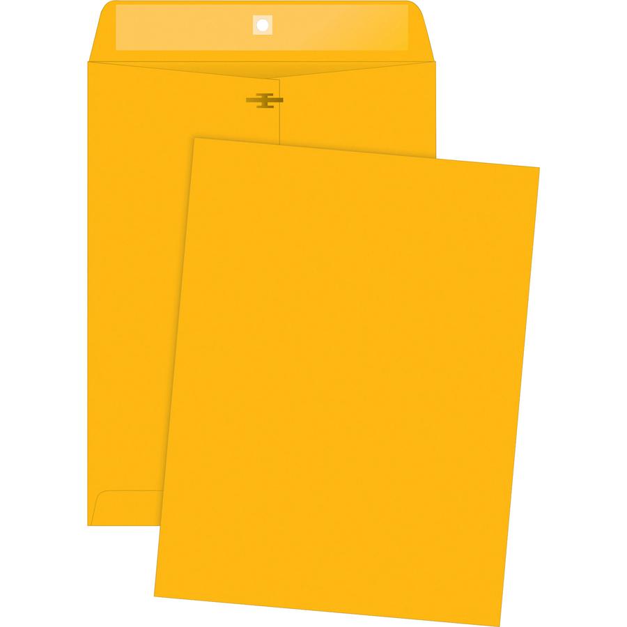 Quality Park 10 x 13 High Bulk Clasp Envelopes with Deeply Gummed Flaps - Clasp - 10" Width x 13" Length - Gummed - Kraft - 100 / Box - Clear. Picture 6