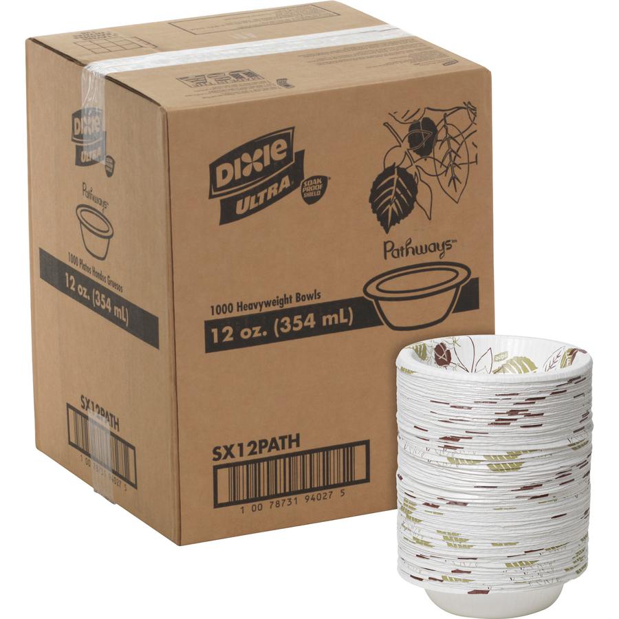 Dixie Ultra&reg; Pathways 12 oz Heavyweight Paper Bowls by GP Pro - 125 / Pack - Microwave Safe - White - Paper Body - 8 / Carton. Picture 3