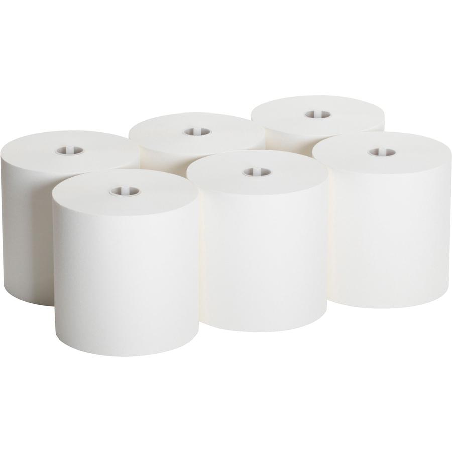 SofPull Mechanical Recycled Paper Towel Rolls - 1 Ply - 7.87" x 1000 ft - 7.80" Roll Diameter - White - 6 / Carton. Picture 3