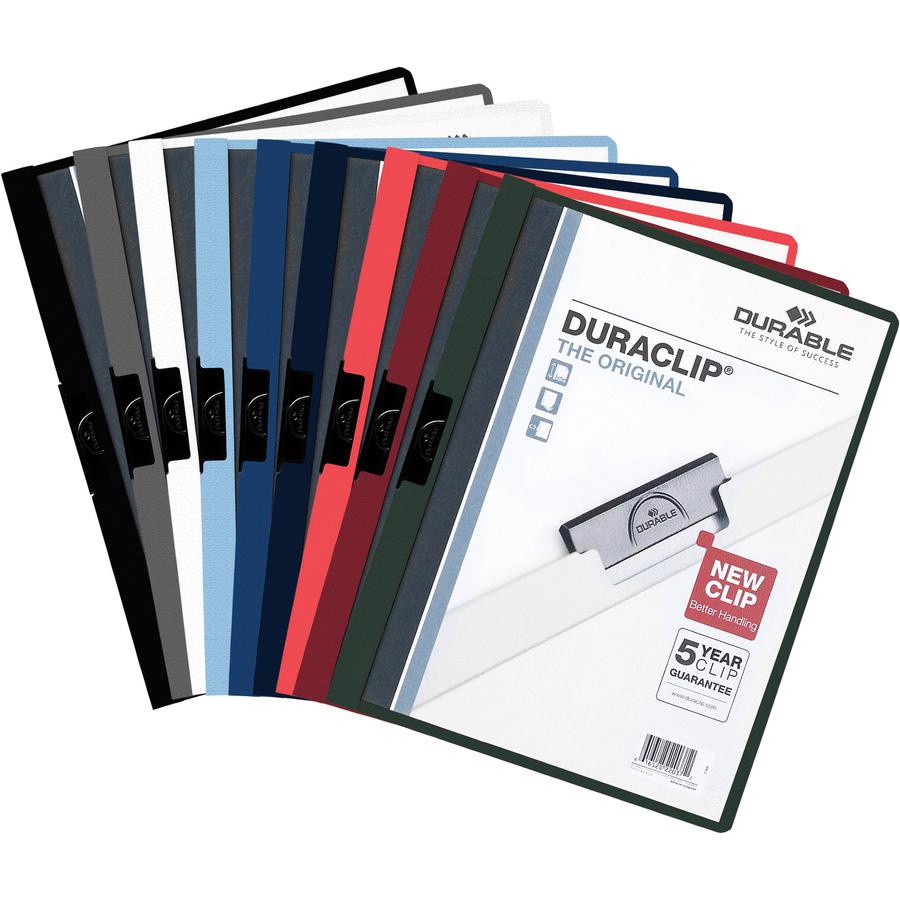 DURABLE&reg; DURACLIP&reg; Report Cover - Letter Size 8 1/2" x 11" - 30 Sheet Capacity - Punchless - Vinyl - Red. Picture 4