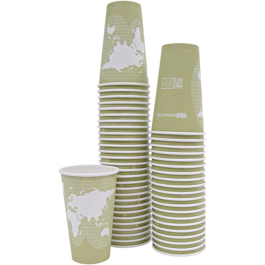 Eco-Products 16 oz World Art Hot Beverage Cups - 50 / Pack - 20 / Carton - Multi - Paper, Resin - Hot Drink. Picture 5