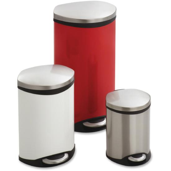 Safco Ellipse Hands Free Step-On Receptacle - 3 gal Capacity - 17" Height x 12" Width x 8.5" Depth - Steel, Plastic - Red - 1 Each. Picture 2