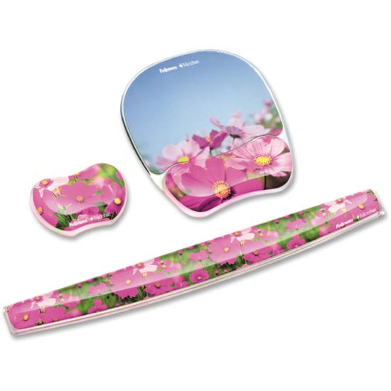 Fellowes Photo Gel Keyboard Wrist Rest with Microban&reg; - Pink Flowers - 0.75" x 18.56" x 2.31" Dimension - Multicolor - Rubber, Gel - Stain Resistant, Skid Proof - 1 Pack. Picture 2