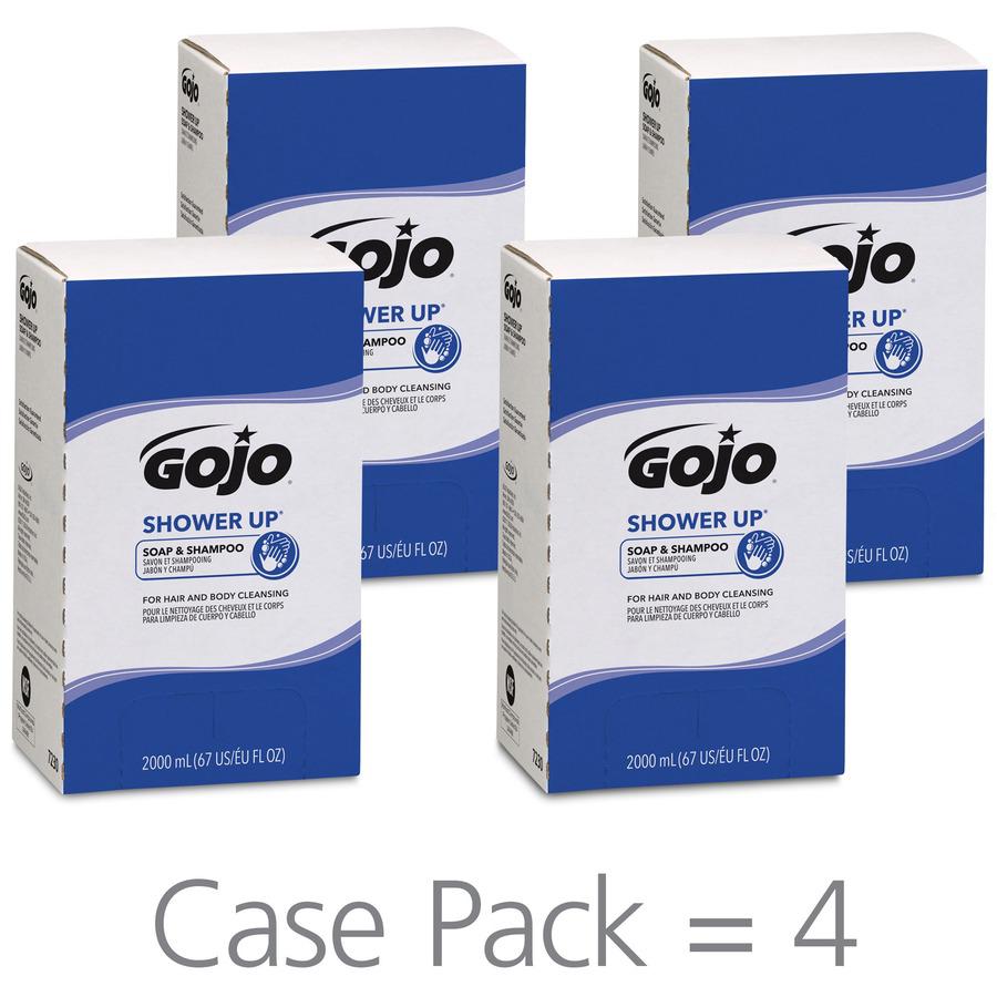 Gojo&reg; SHOWER UP Soap & Shampoo - Clean Scent - 67.6 fl oz (2 L) - Hair, Hand, Body - Rose - Pleasant Scent, Bio-based - 4 / Carton. Picture 3