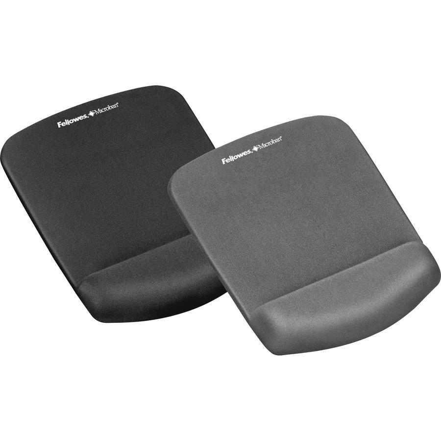 Fellowes PlushTouch&trade; Mouse Pad Wrist Rest with Microban&reg; - Graphite - 1" x 7.25" x 9.38" Dimension - Graphite - Polyurethane, Foam - Wear Resistant, Tear Resistant, Skid Proof - 1 Pack. Picture 2
