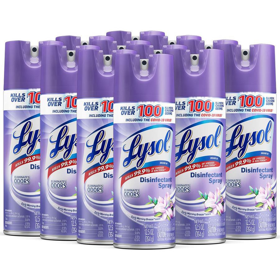 Lysol Early Morning Breeze Disinfectant Spray - 12.5 fl oz (0.4 quart) - Early Morning Breeze ScentCan - 1 Each - Disinfectant - Clear. Picture 6