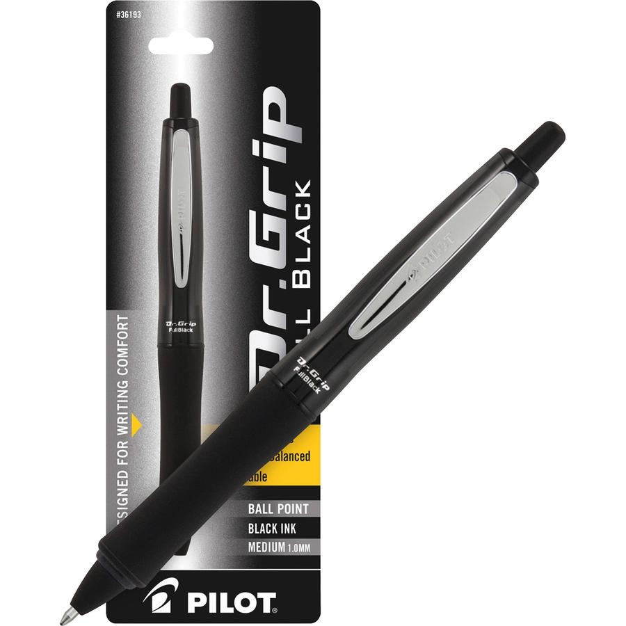 Pilot Dr. Grip Center of Gravity Retractable Ballpoint Pens - Medium Pen Point - 1 mm Pen Point Size - Rectangle Pen Point Style - Refillable - Retractable - Black - Black Barrel - 1 Each. Picture 6