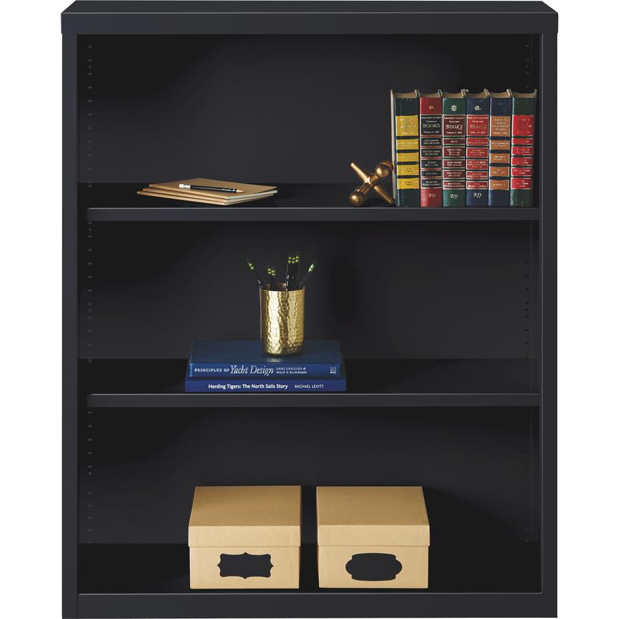 Lorell Fortress Series Bookcase - 34.5" x 13" x 42" - 3 x Shelf(ves) - Black - Powder Coated - Steel - Recycled. Picture 9
