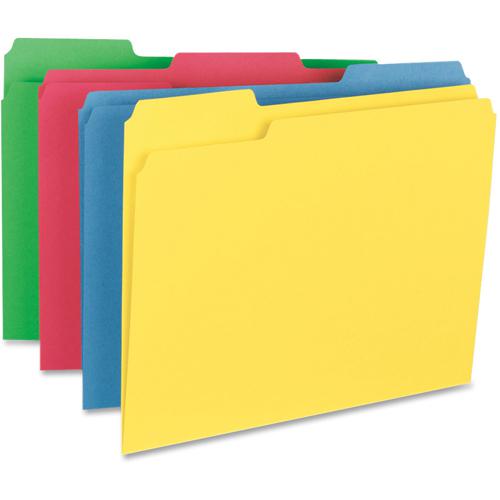 Business Source 1/3 Tab Cut Letter Recycled Top Tab File Folder - 8 1/2" x 11" - Top Tab Location - Assorted Position Tab Position - Assorted - 10% Recycled - 50 / Box. Picture 5